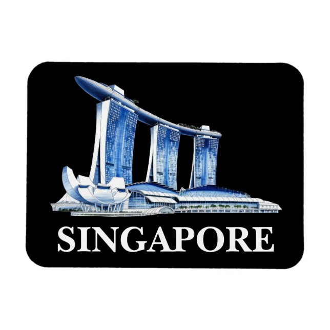 Ímã Viagem Skyline na moda de Singapura (Horizontal)