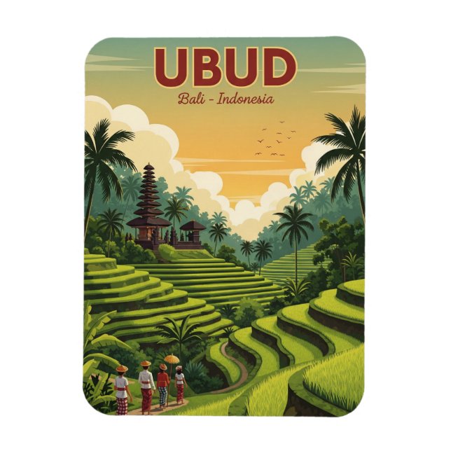 Ímã Viagem Ubud Bali Indonésia (Vertical)