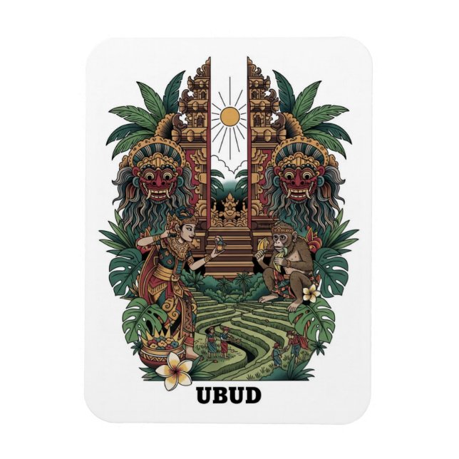 Ímã Viagem Ubud Bali Indonésia (Vertical)