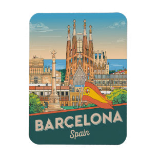 Ímã Viagem vintage barcelona sagrada familia presentes