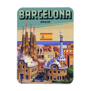 Ímã Viagem vintage barcelona sagrada familia presentes
