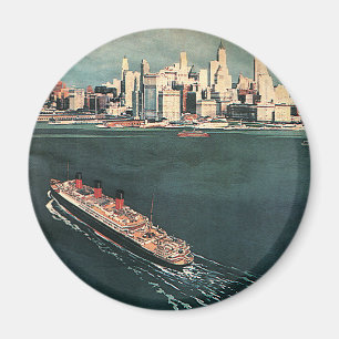 Imã Viagem Vintage de Navio de Cruzeiro para Nova York