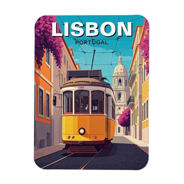 Ímã Viagem Yellow Tram Lisboa Portugal (Vertical)
