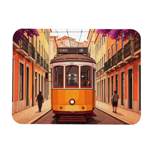 Ímã Viagem Yellow Tram Lisboa Portugal (Horizontal)