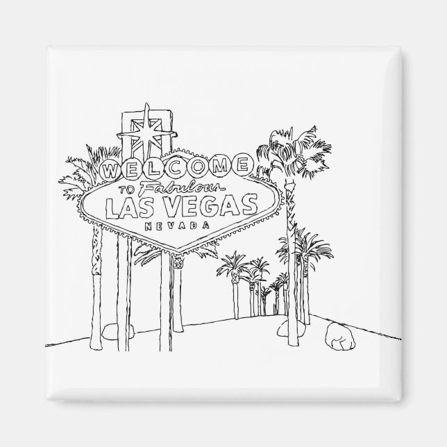 Imã Viagens de Las Vegas Desenhando Férias Viajando (Frente)