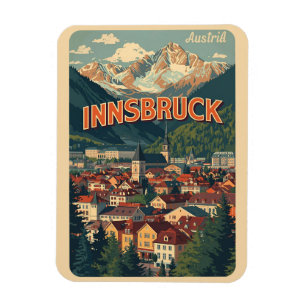 Ímã Viagens retrô Innsbruck Tirol - Presentes dos Alpe