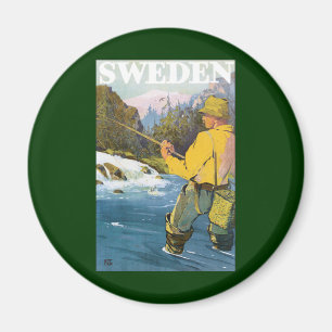 Imã Viagens vintage à Suecia, Pesca desportiva do pes