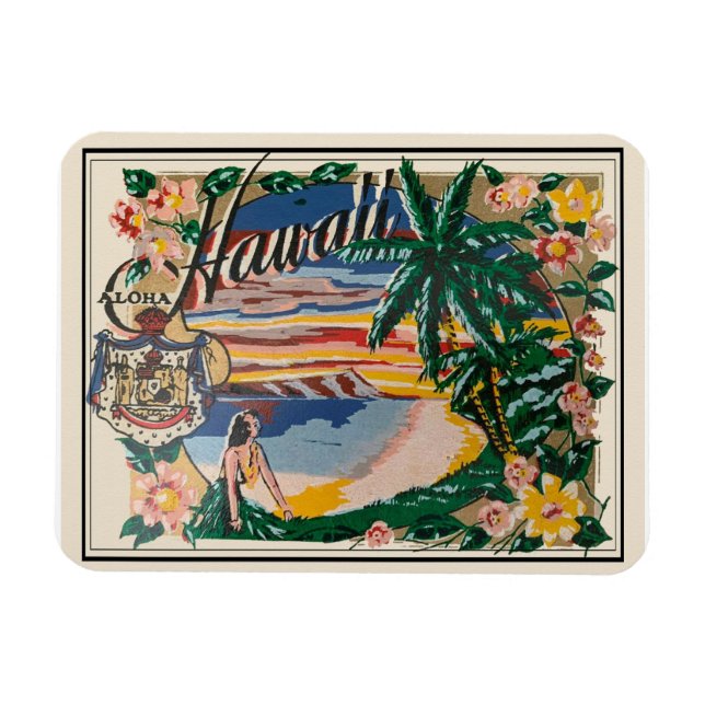 Ímã Viagens vintage Aloha Hawaii  (Horizontal)