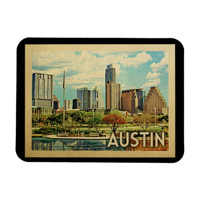 Ímã Viagens vintage Austin Texas (Horizontal)