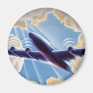 Imã Viagens vintage, Avião Voando em Nuvens no Céu