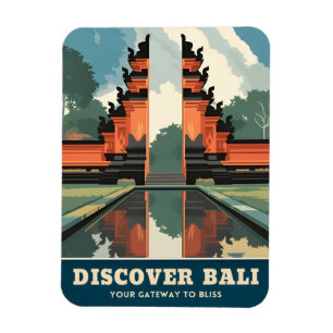 Ímã Viagens vintage Bali - Retro da Porta do Templo da
