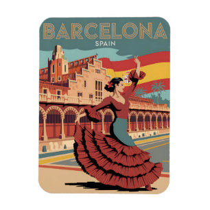 Ímã Viagens vintage barcelona espanha flamenco present