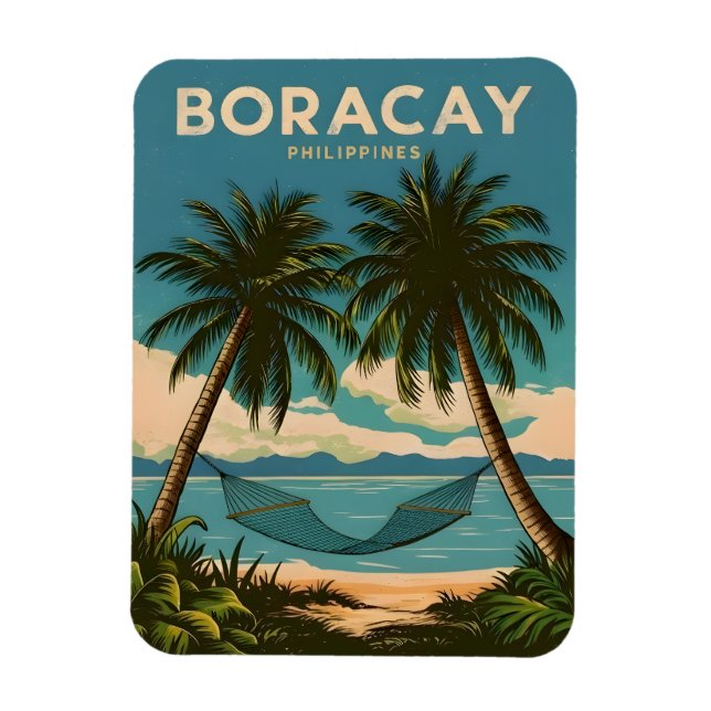 Ímã Viagens vintage Boracay Filipinas - Scenografia re (Vertical)