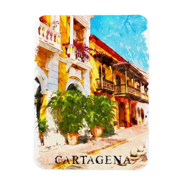 Ímã Viagens vintage Cartagena Colômbia (Vertical)