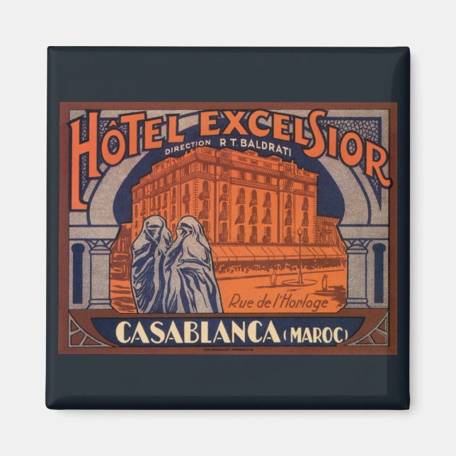 Imã Viagens vintage, Casablanca, Marrocos, África (Frente)