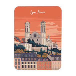 Ímã Viagens vintage cidade de LYON francesa Rhône Alpe