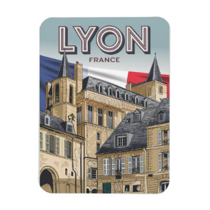 Ímã Viagens vintage cidade de LYON francesa Rhône Alpe
