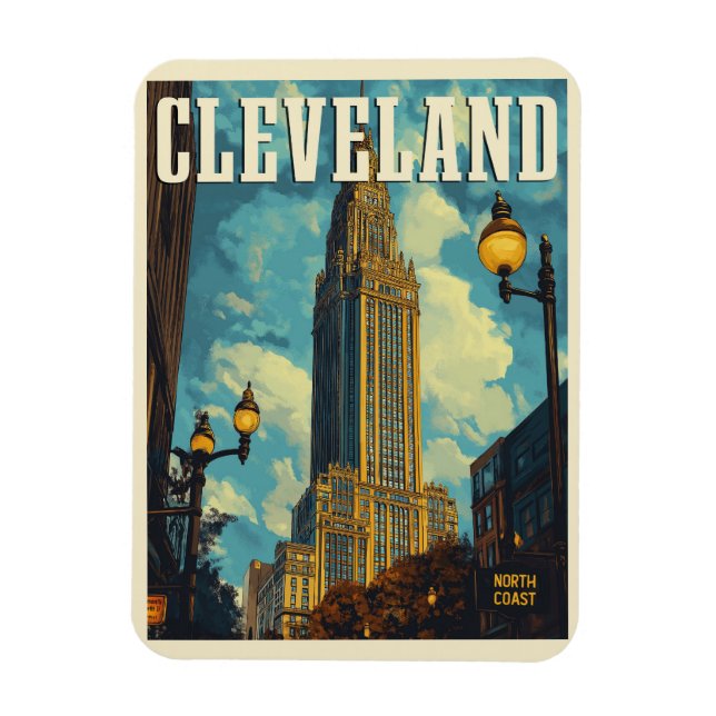 Ímã Viagens vintage Cleveland (Vertical)