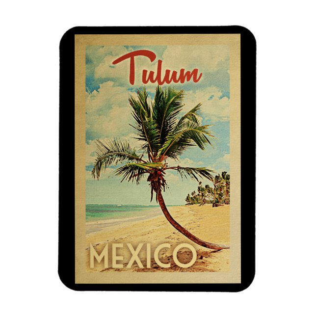 Ímã Viagens vintage da Árvore Palm do Tulum Magnet (Vertical)