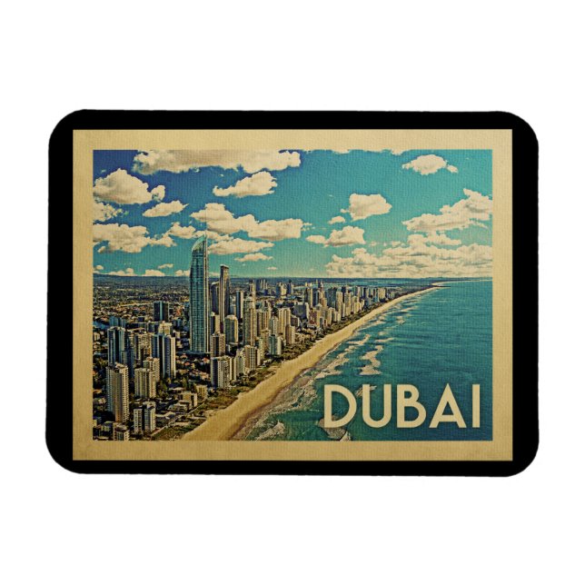 Ímã Viagens vintage da costa de Dubai (Horizontal)