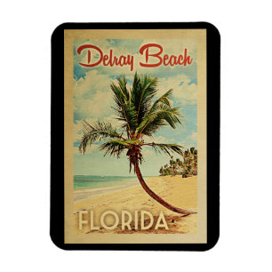 Ímã Viagens vintage da palmeira de Delray Beach