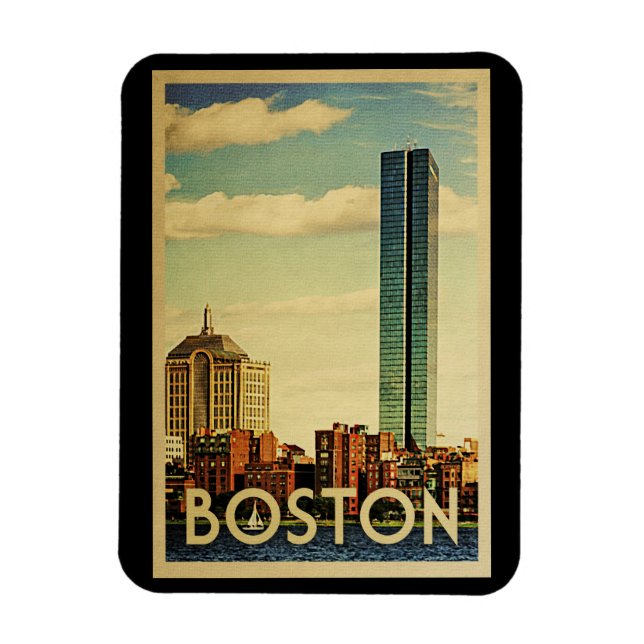 Ímã Viagens vintage de Boston Massachusetts (Vertical)