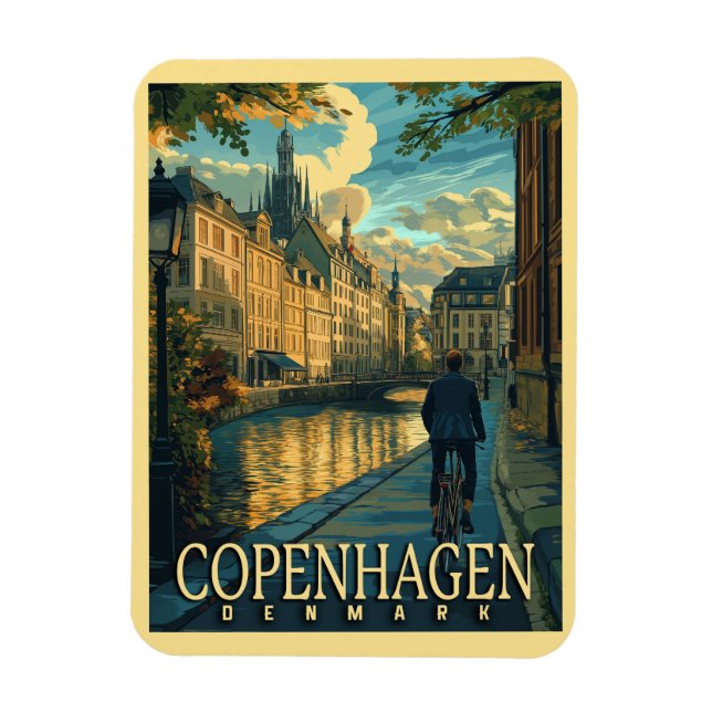 Ímã Viagens vintage de Copenhaga (Vertical)