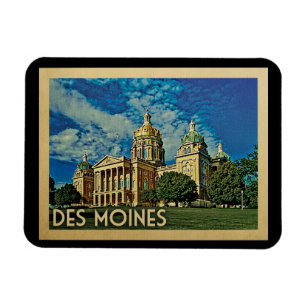 Ímã Viagens vintage de Des Moines Iowa