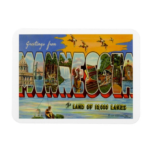 Ímã Viagens vintage de Minnesota (Horizontal)