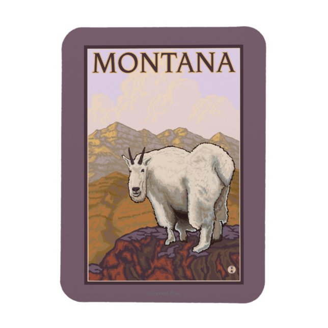 Ímã Viagens vintage de MontanaMountain Goat (Vertical)