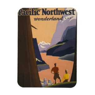 Ímã Viagens vintage de Poster olhando para cima das mo