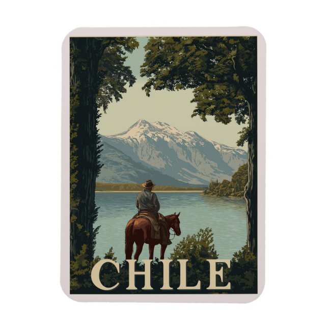 Ímã Viagens vintage do Chile | Andes Mountain (Vertical)