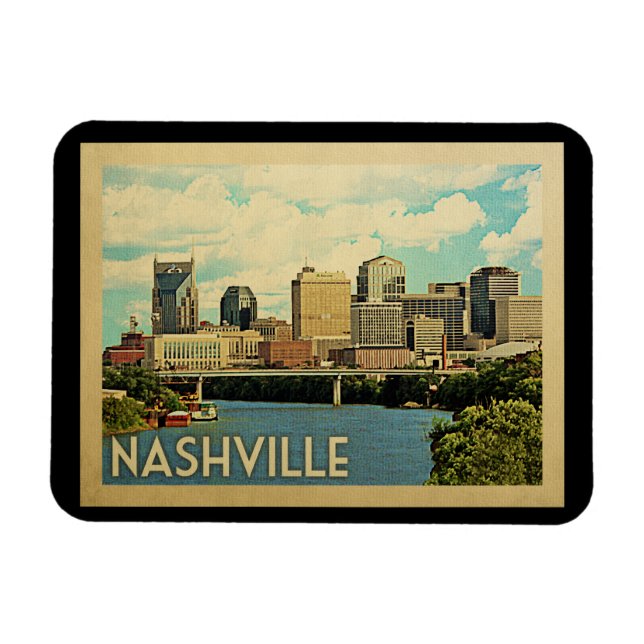 Ímã Viagens vintage do Tennessee Nashville (Horizontal)