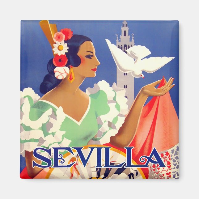 Imã viagens vintage Feria de Sevilla, 1952 (Frente)