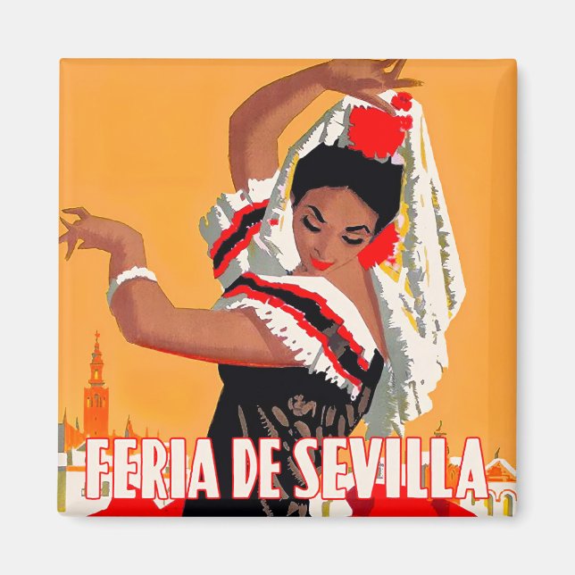 Imã viagens vintage Feria de Sevilla, 1959 (Frente)
