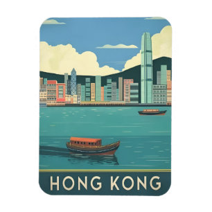 Ímã Viagens vintage Hong Kong China - Visão Geral da C