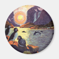 Viagens vintage, Land de Fjord da Noruega, Midnigh
