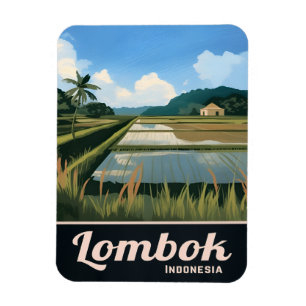Ímã Viagens vintage Lombok Indonesia Paisagem