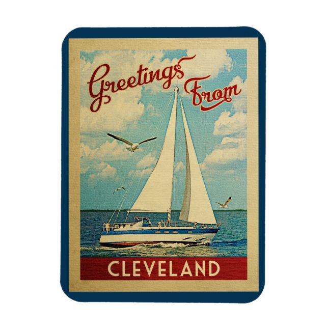 Ímã Viagens vintage Ohio do veleiro de Cleveland (Vertical)
