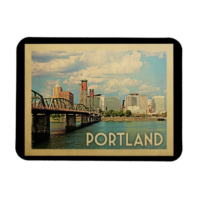 Ímã Viagens vintage Portland Oregon (Horizontal)