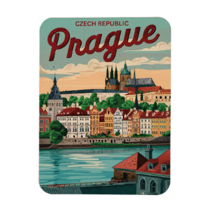 Ímã viagens vintage praça cidade república tcheca pres
