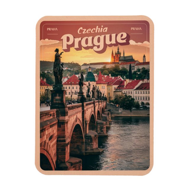 Ímã viagens vintage praça república tcheca presentes,  (Vertical)
