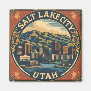 Imã Viagens vintage retrô de Salt Lake City Utah