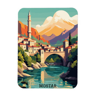 Ímã VIAGENS VINTAGE Retroativa do MOstar Bósnia Herzeg
