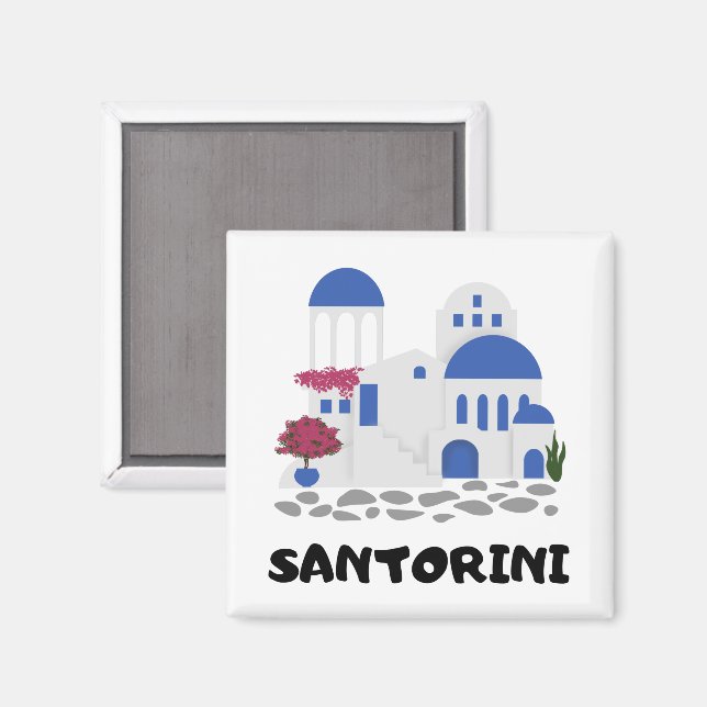 Imã Viagens vintage Santorini (Front/Back)