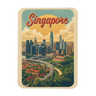 Ímã Viagens Vintage Singapura Gardens by the Bay prese