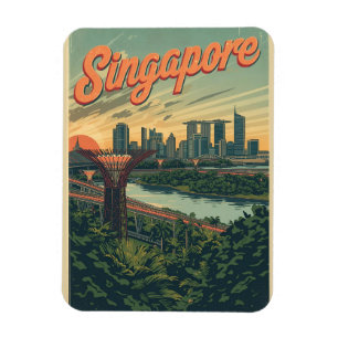 Ímã Viagens Vintage Singapura Marina Bay Sands present