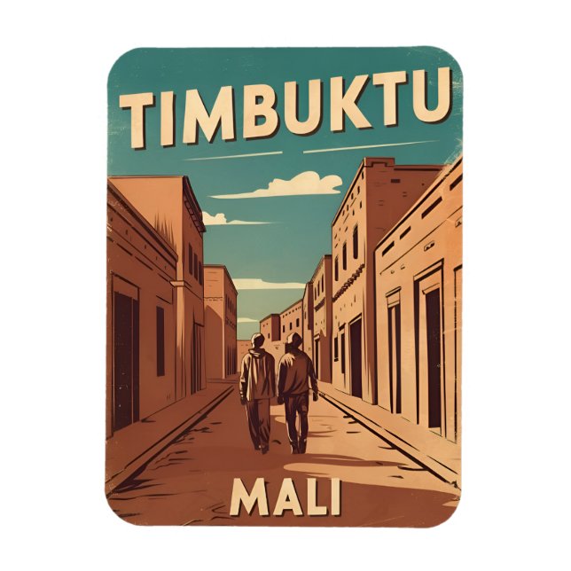 Ímã Viagens vintage Timbuktu Mali África - Gráfico Ret (Vertical)
