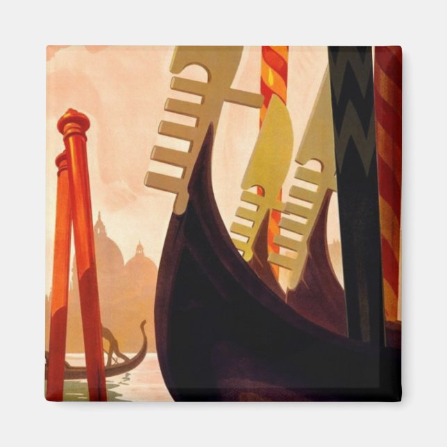 Imã Viagens vintage Venezia Gondola (Frente)