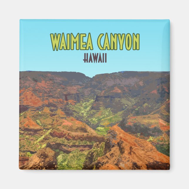 Imã Viagens vintage Waimea Canyon Kauai Hawaii (Frente)